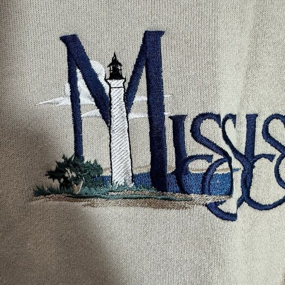 Vintage Desert Heat Crewneck Sweater Mississippi Lighthouse Embroidered Medium - Picture 2 of 7
